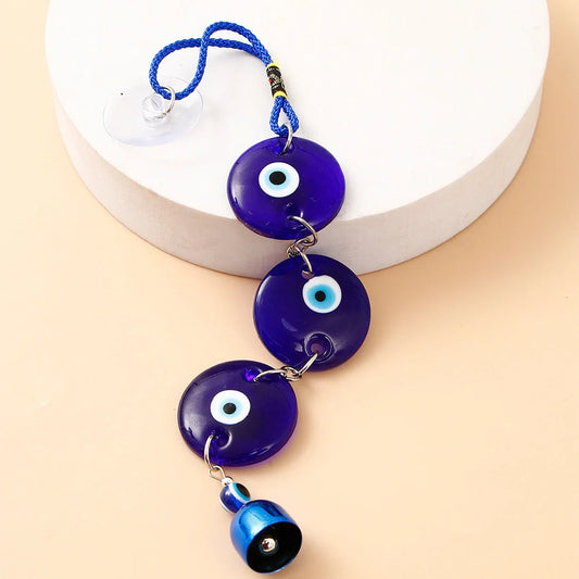 Triple Round Evil Eye Hanging With Bells