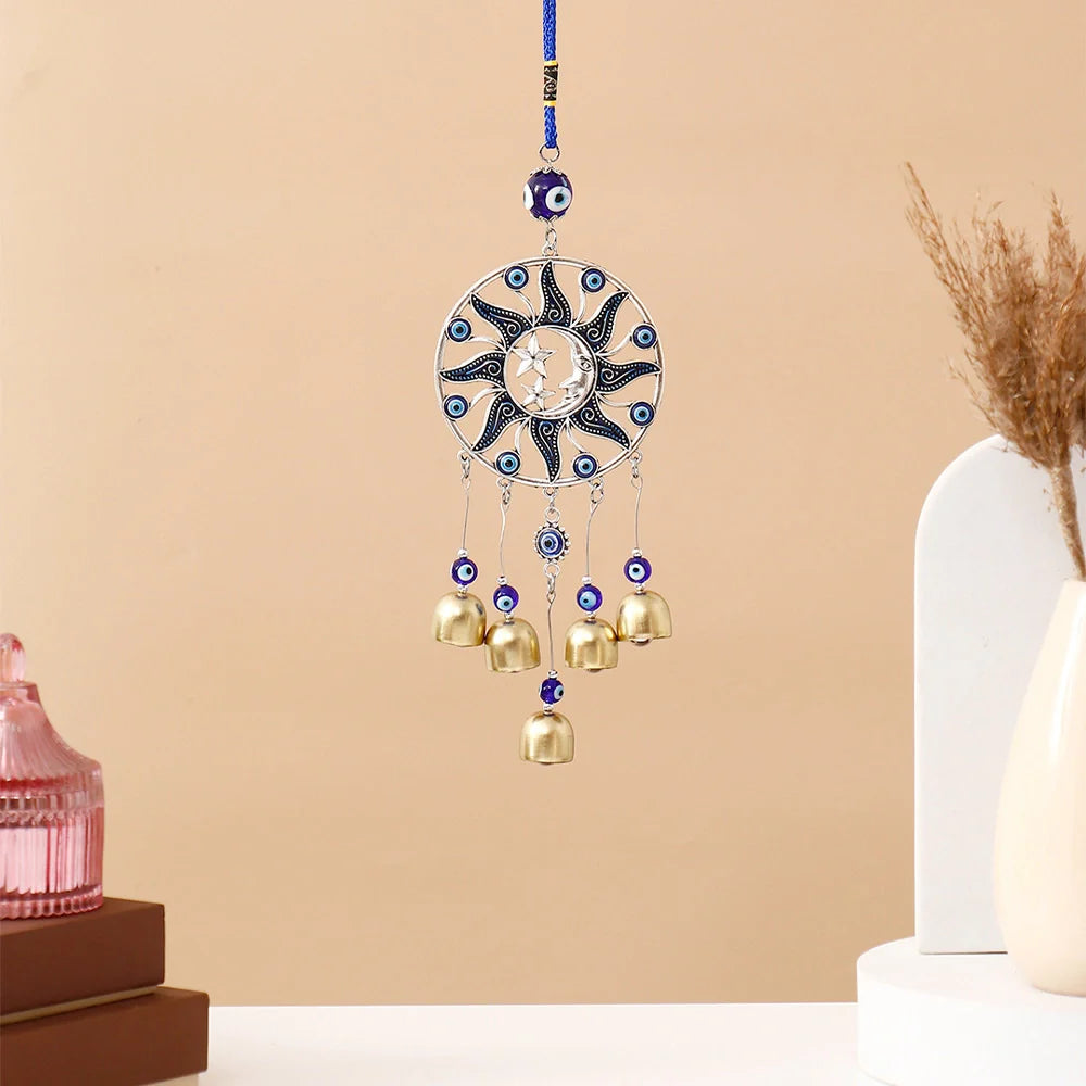 Sun Moon Evil Eye Hanging With Bells