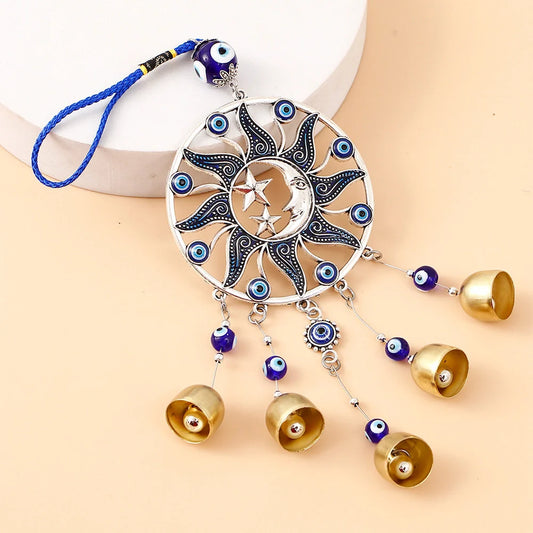 Sun Moon Evil Eye Hanging With Bells