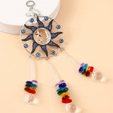Elephant Sun Moon Evil Eye Hanging With Rainbow Crystal Drops