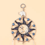 Elephant Sun Moon Evil Eye Hanging With Rainbow Crystal Drops
