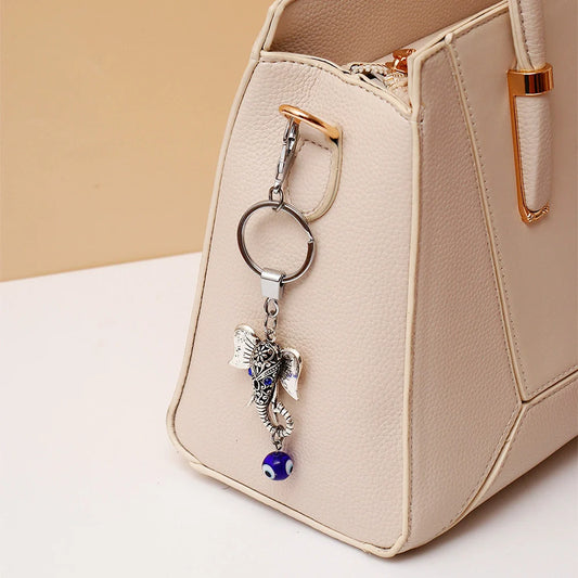 Elephant Face Evil Eye Keychain