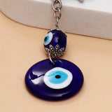 Royal Blue Round Evil Eye Keychain