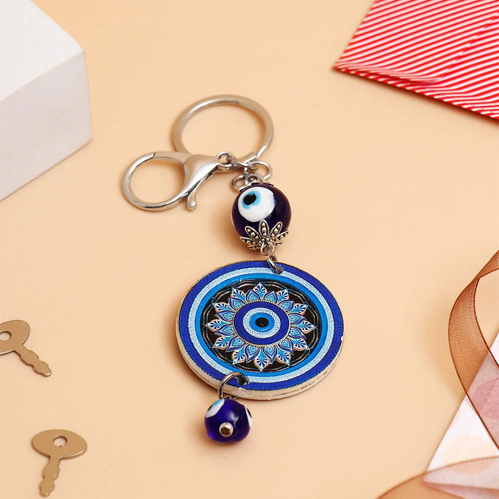 Evil Eye Rangoli Chakra Keychain