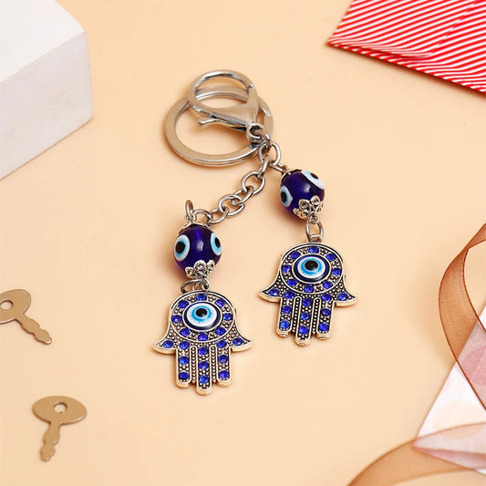 Crystal Studded Evil Eye Hand Keychain