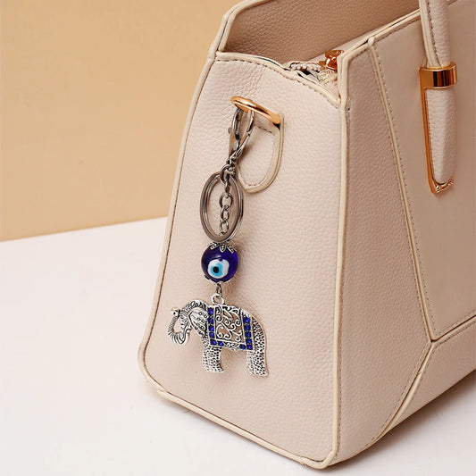Elephant Evil Eye Keychain