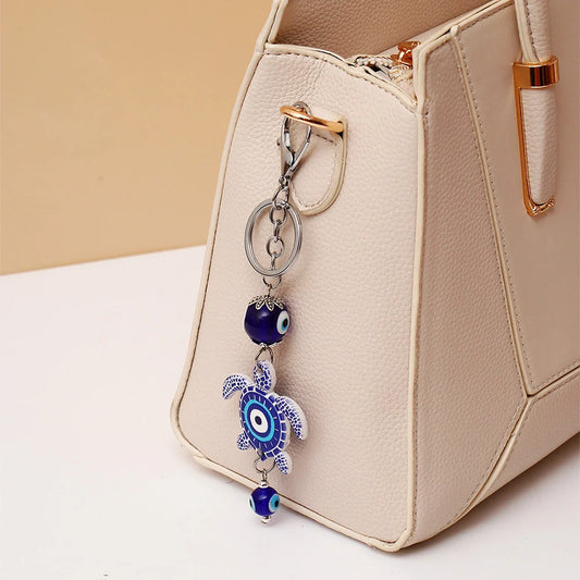 Turtle Evil Eye Keychain