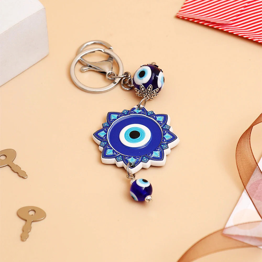Floral Evil Eye Keychain