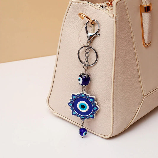 Floral Evil Eye Keychain