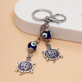 Dual Turtle Evil Eye Keychain