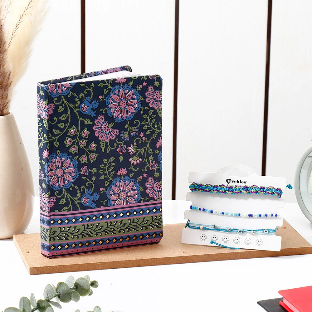 Archies Bohemian Floral Print Notebook & Fashion Bracelet Set