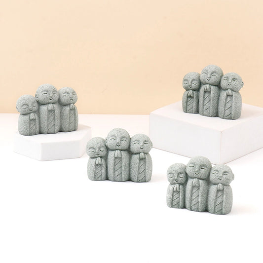 Jizo Monk Trio Set Of 4 Showpiece