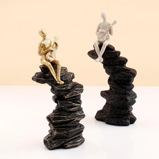 Guitarist on Rocks Set Of 2 Showpiece