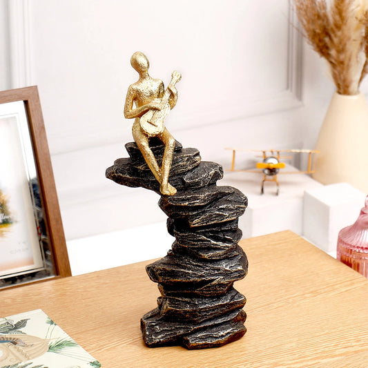 Guitarist on Rocks Set Of 2 Showpiece