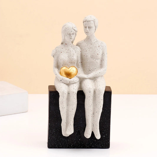 Couple with Golden Heart Showpiece