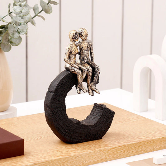 Couple on Crescent Moon Showpiece