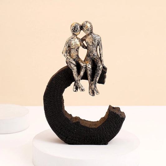 Couple on Crescent Moon Showpiece