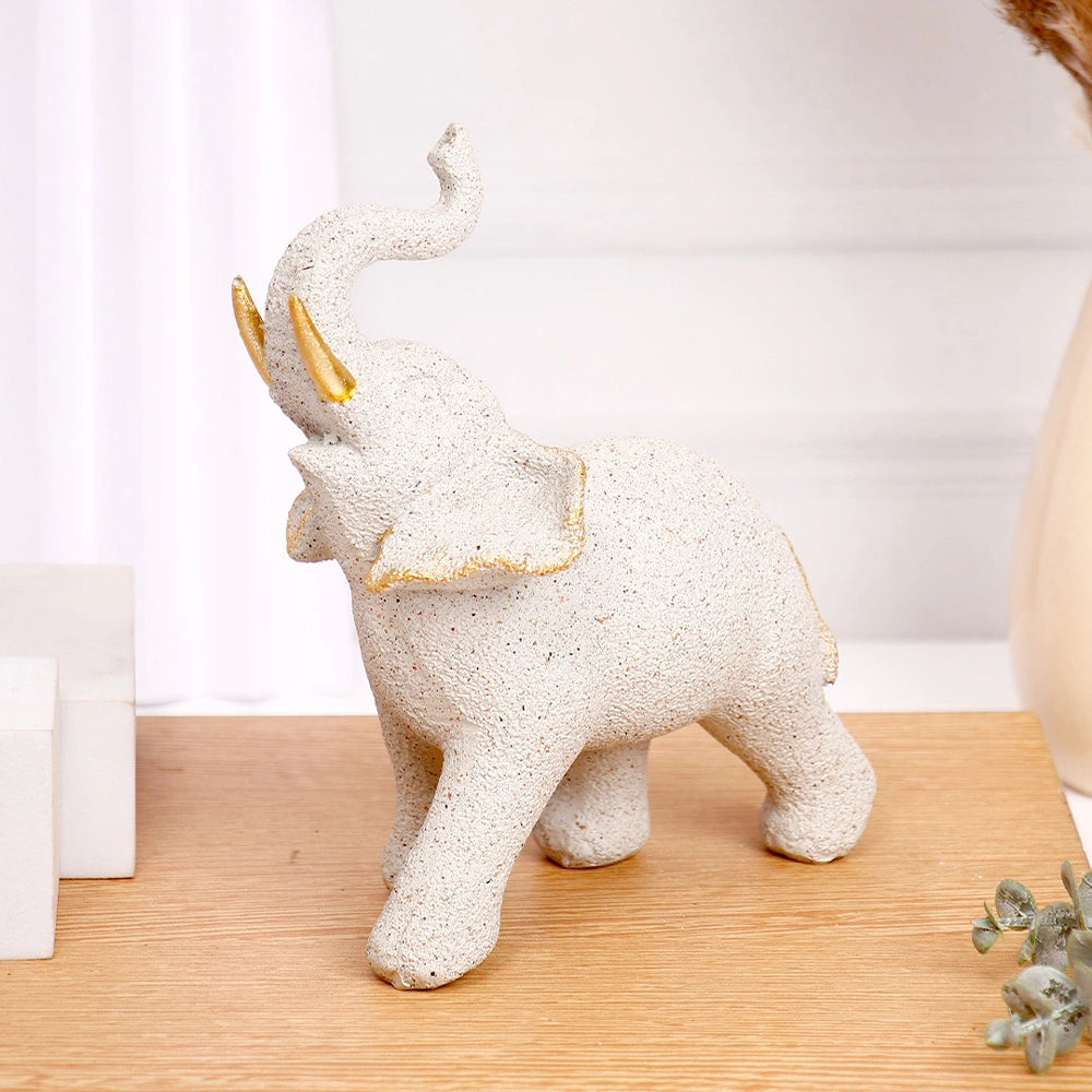 White Lucky Elephant Showpiece