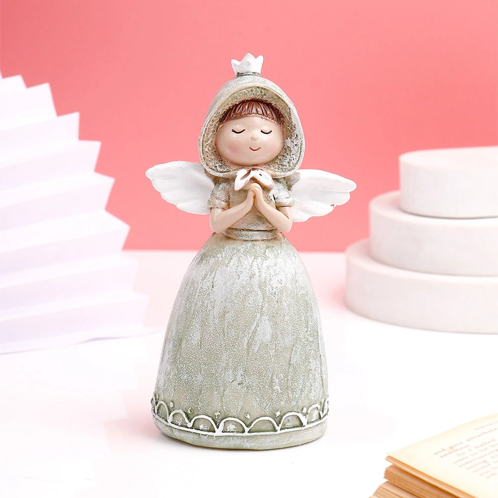 Green Hooded Praying Angel  Showpiece