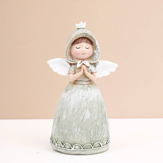 Green Hooded Praying Angel  Showpiece