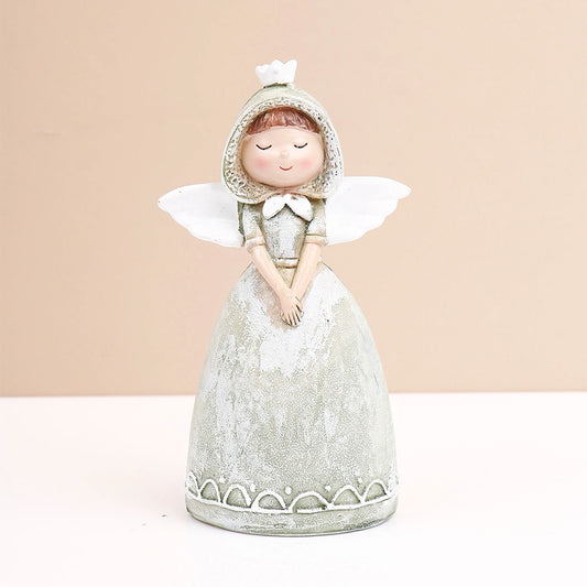 Green Hooded Serene Angel Showpiece