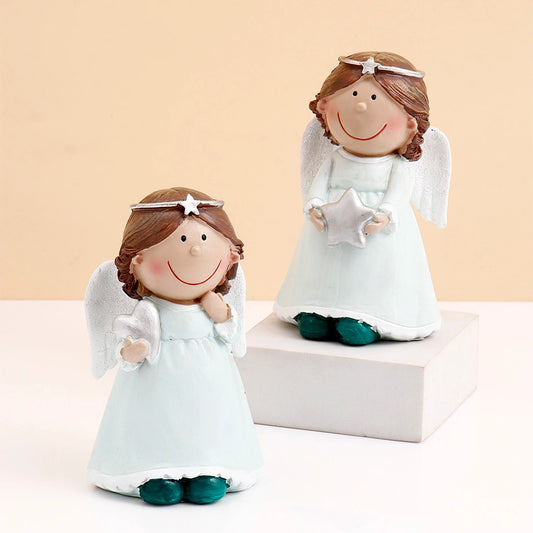 Blue Dress Angel Girls Showpiece