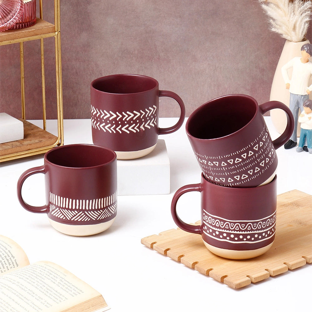 Crimson Craft Set Of 4 Mugs