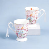 Vintage Bird Tassel Ceramic Mug Set