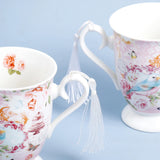 Vintage Bird Tassel Ceramic Mug Set