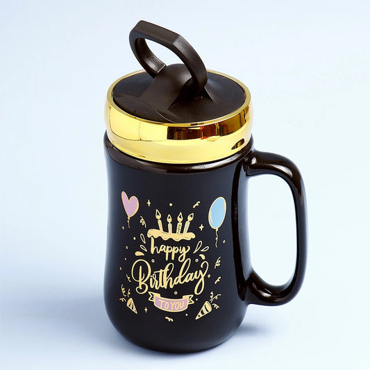 Happy Birthday Celebration Ceramic Mug With Lid