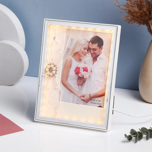 Pearl & Crystal Embellished LED Photo Frame