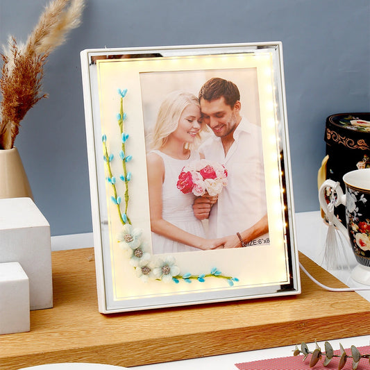 Blue Floral Vine Embellished LED Photo Frame