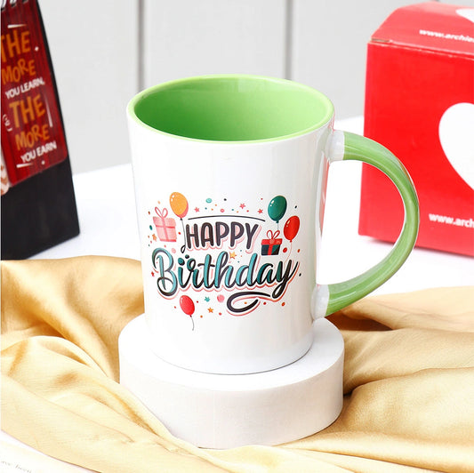 Green Happy Birthday Ceramic Mug