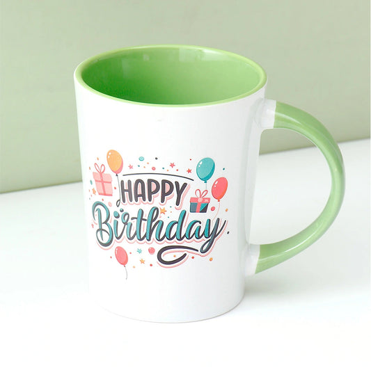 Green Happy Birthday Ceramic Mug
