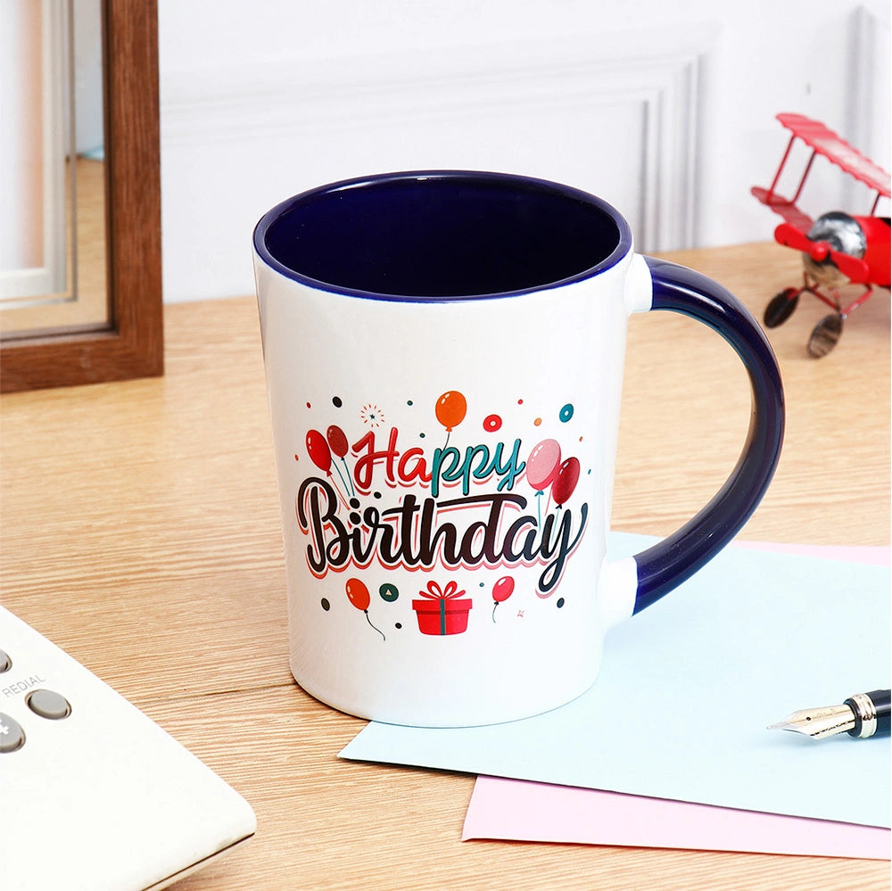 Blue Happy Birthday Ceramic Mug