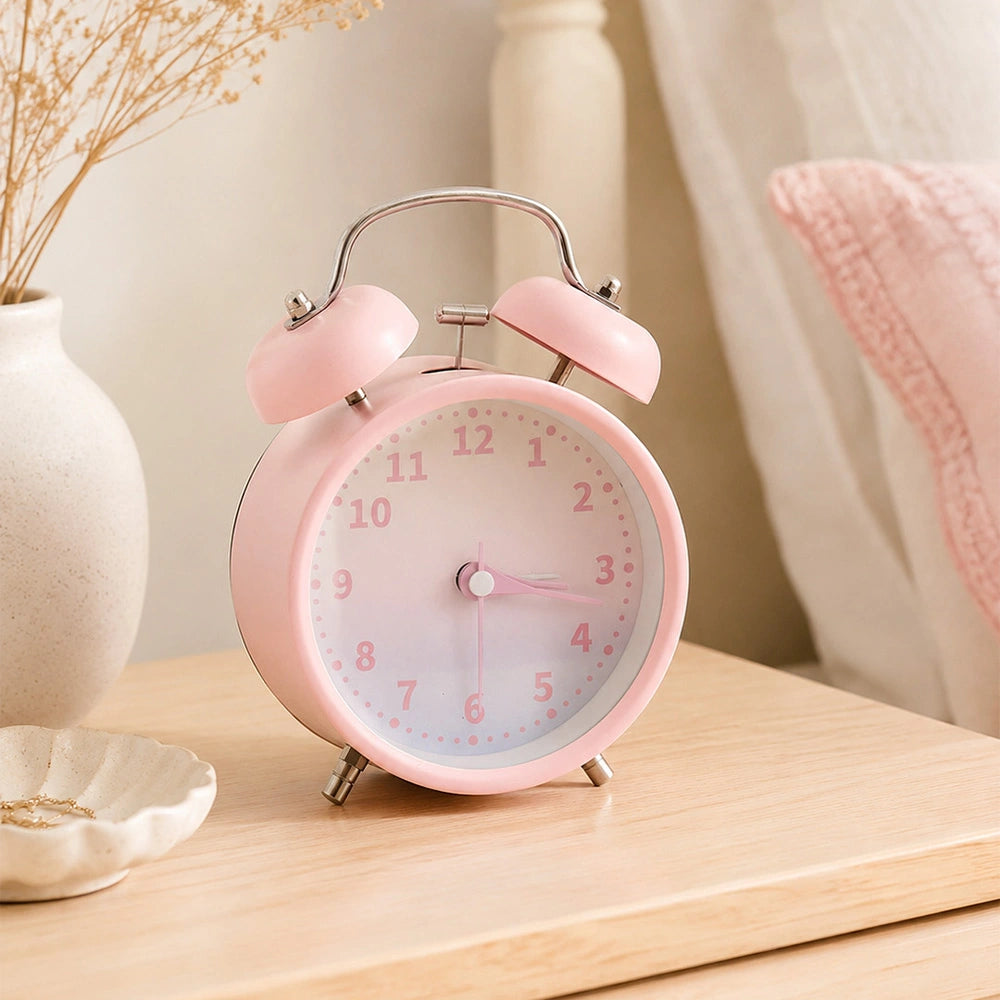 Pastel Pink Twin Bell Alarm Clock