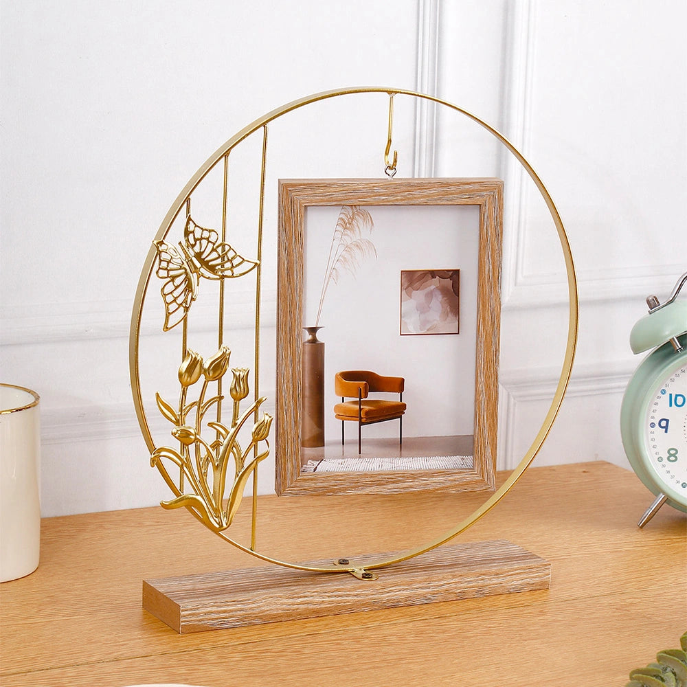 Golden Halo Butterfly Hanging Photo Frame