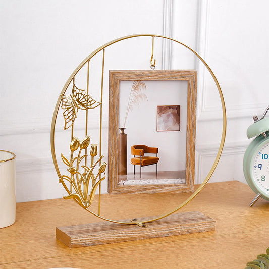 Golden Halo Butterfly Hanging Photo Frame