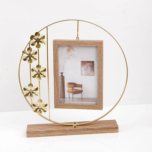 Golden Halo Floral Hanging Photo Frame