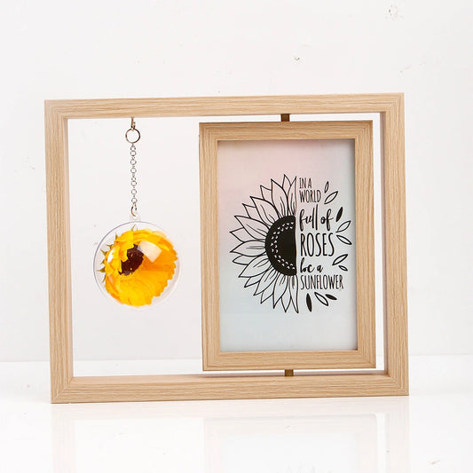 Wooden Box Frame with Hanging Sunflower Globe