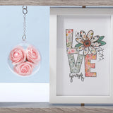 Wooden Box Frame with Hanging Pink Rose Globe