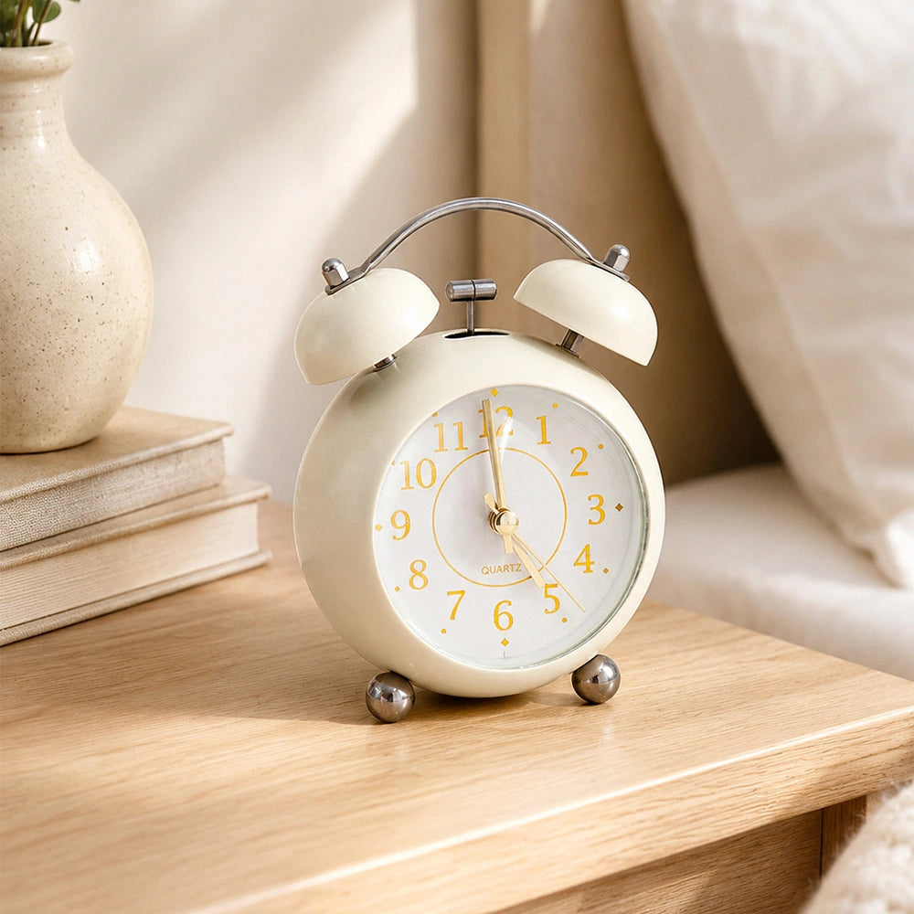 Beige Twin Bell Alarm Clock