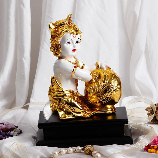 Bal Krishna with Decorative Pot Figurine Set