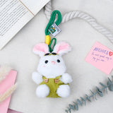 White Plush Bunny Keychain with Sunglasses