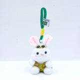 White Plush Bunny Keychain with Sunglasses
