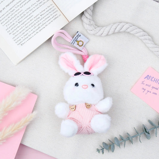 White Bunny Keychain with Pink Sunglasses