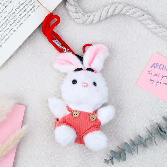 White Bunny Keychain with Black Sunglasses
