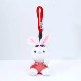 White Bunny Keychain with Black Sunglasses