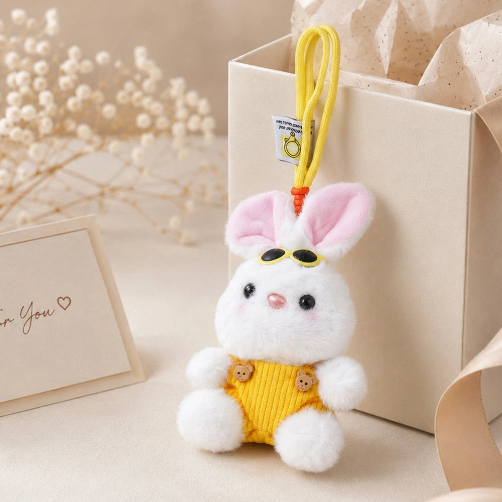White Bunny Keychain with Yellow Sunglasses