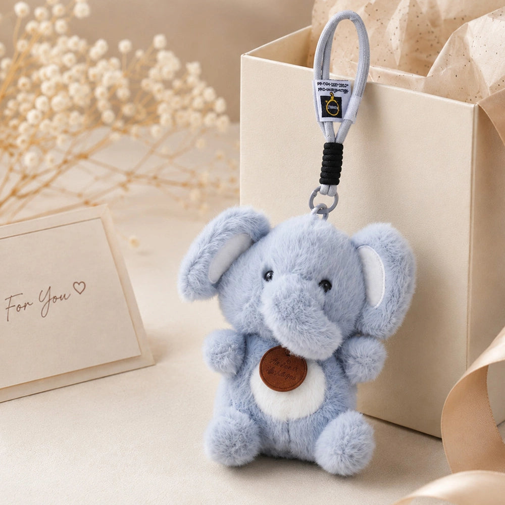 Light Blue Plush Elephant Keychain